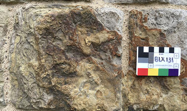 Reigate Stone with sulphation and patina at the Bell Tower, Tower of London