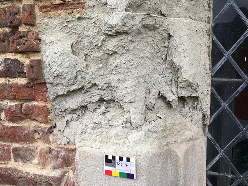 Flaking stone at Hampton Court Palace